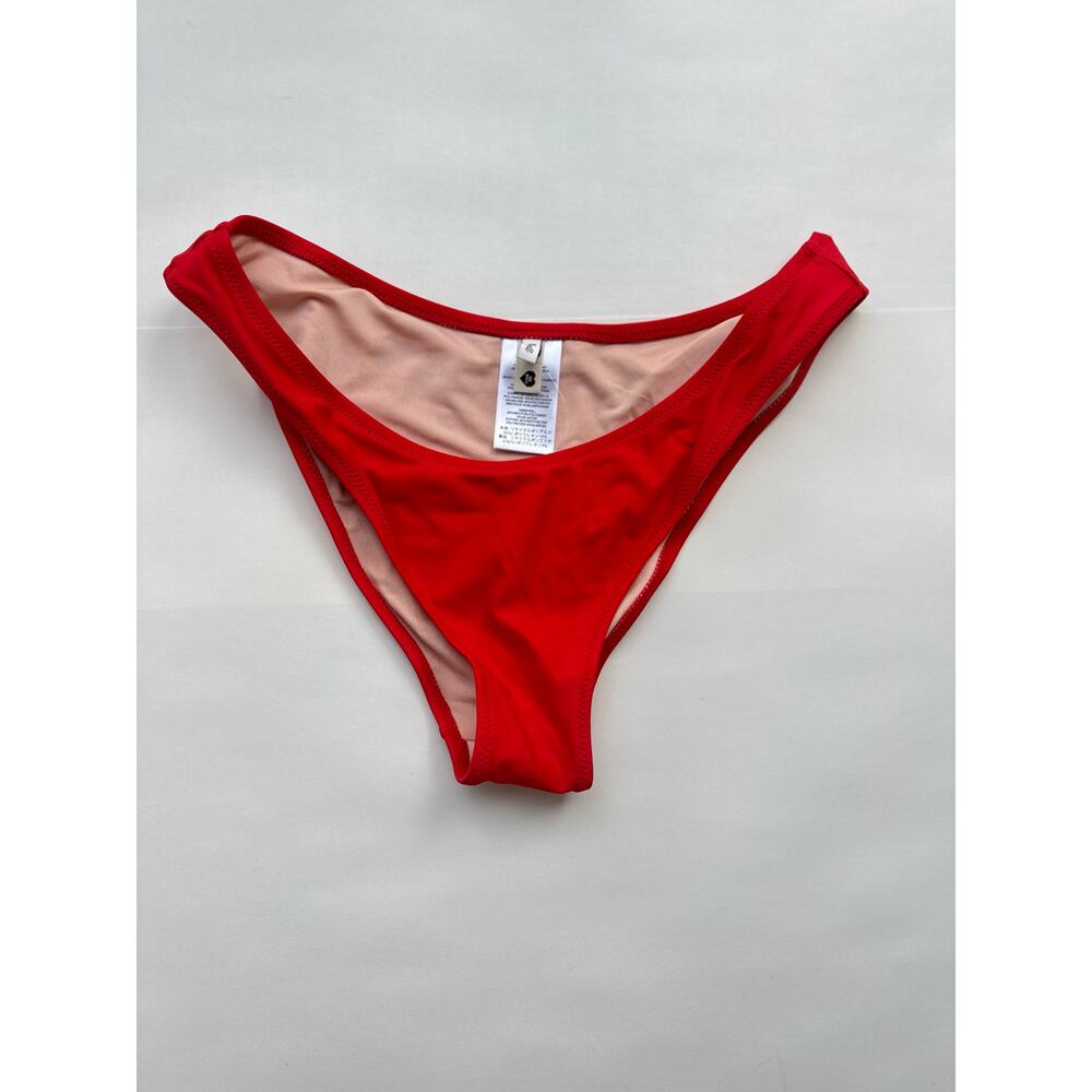 Madewell Second Wave Curved Waist Bikini Bottom/ Siberian Red / Medium